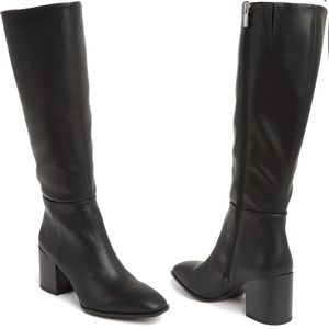 Tall Black Faux Leather Boots - Size 7.5